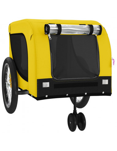 Rimorchio da Bici per Animali Giallo e Nero Oxford e Ferro