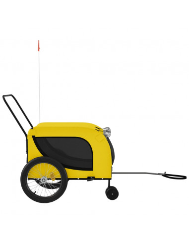 Rimorchio da Bici per Animali Giallo e Nero Oxford e Ferro