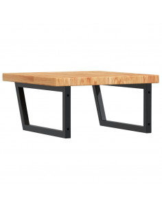 Ripiano a Parete per Lavabo in Acciaio e Massello di Rovere