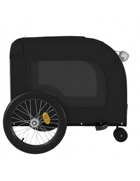 Rimorchio da Bici per Animali Nero e Grigio Oxford e Ferro