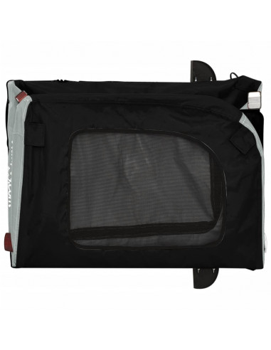 Rimorchio da Bici per Animali Nero e Grigio Oxford e Ferro