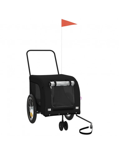 Rimorchio da Bici per Animali Nero Oxford e Ferro