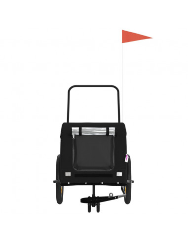 Rimorchio da Bici per Animali Nero Oxford e Ferro