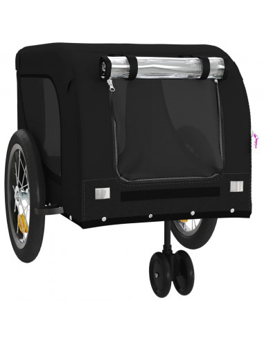 Rimorchio da Bici per Animali Nero Oxford e Ferro