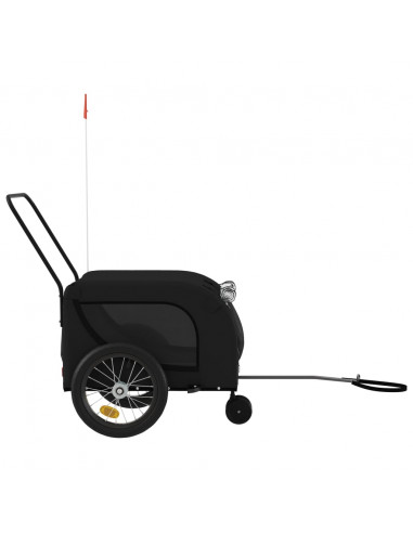 Rimorchio da Bici per Animali Nero Oxford e Ferro
