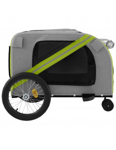 Rimorchio da Bici per Animali Verde e Grigio Oxford e Ferro 2