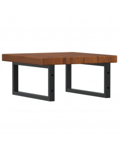 Ripiano a Parete per Lavabo in Acciaio e Massello di Rovere 2