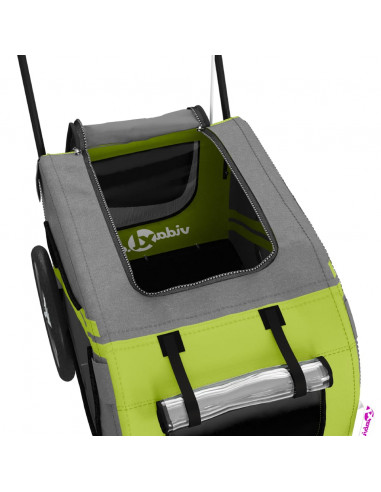 Rimorchio da Bici per Animali Verde e Grigio Oxford e Ferro