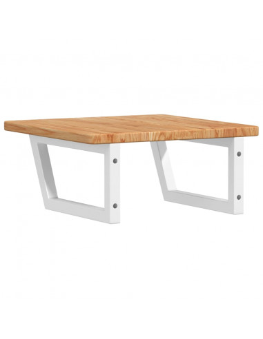 Ripiano a Parete per Lavabo in Acciaio e Massello di Rovere