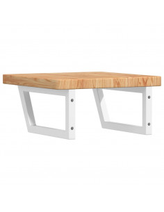 Ripiano a Parete per Lavabo in Acciaio e Massello di Rovere