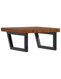 Ripiano a Parete per Lavabo in Acciaio e Massello di Rovere