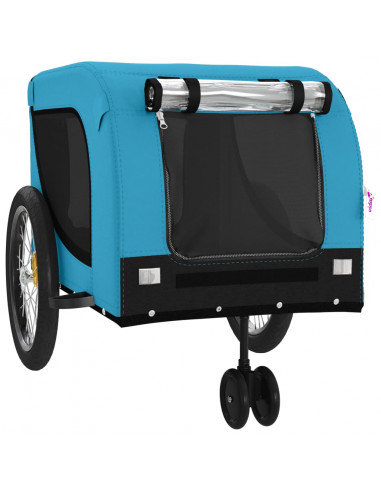 Rimorchio da Bici per Animali Blu e Nero Oxford e Ferro
