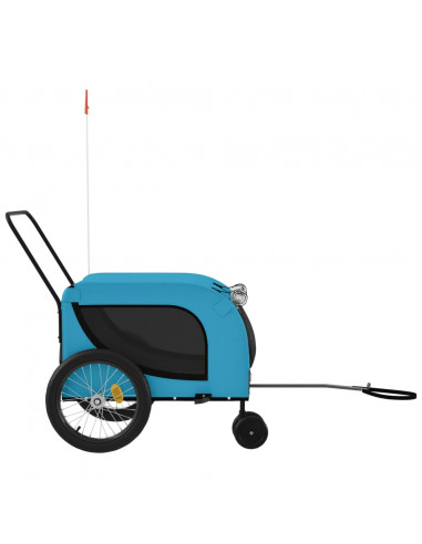 Rimorchio da Bici per Animali Blu e Nero Oxford e Ferro