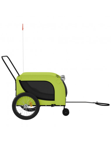 Rimorchio da Bici per Animali Verde e Nero Oxford e Ferro