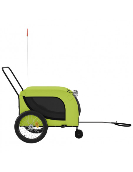 Rimorchio da Bici per Animali Verde e Nero Oxford e Ferro