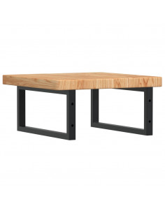 Ripiano a Parete per Lavabo in Acciaio e Massello di Rovere