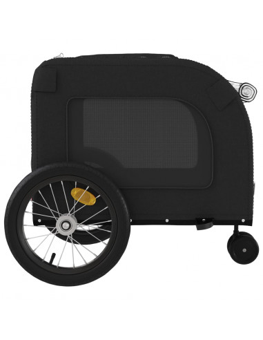 Rimorchio da Bici per Animali Nero Oxford e Ferro