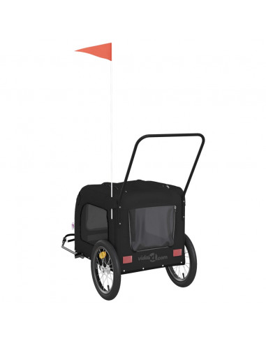 Rimorchio da Bici per Animali Nero Oxford e Ferro