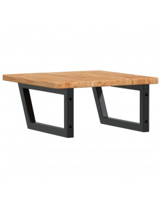 Ripiano a Parete per Lavabo in Acciaio e Massello di Rovere 2