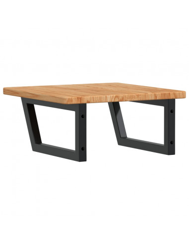 Ripiano a Parete per Lavabo in Acciaio e Massello di Rovere