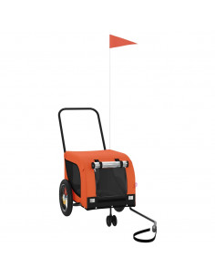 Rimorchio da Bici per Animali Arancione e Nero Oxford e Ferro 2