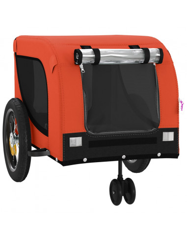 Rimorchio da Bici per Animali Arancione e Nero Oxford e Ferro