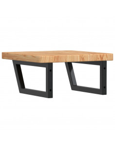 Ripiano a Parete per Lavabo in Acciaio e Massello di Rovere 2