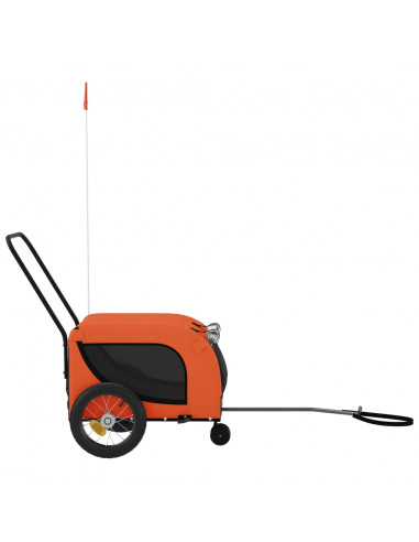 Rimorchio da Bici per Animali Arancione e Nero Oxford e Ferro