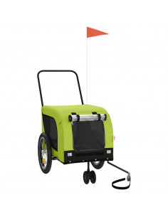 Rimorchio da Bici per Animali Verde e Nero Oxford e Ferro 2