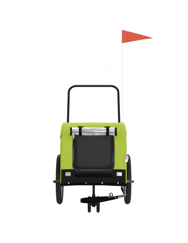 Rimorchio da Bici per Animali Verde e Nero Oxford e Ferro