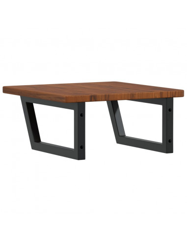 Ripiano a Parete per Lavabo in Acciaio e Massello di Rovere