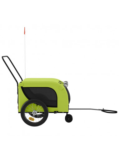 Rimorchio da Bici per Animali Verde e Nero Oxford e Ferro