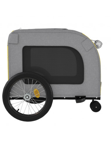 Rimorchio da Bici per Animali Giallo e Grigio Oxford e Ferro