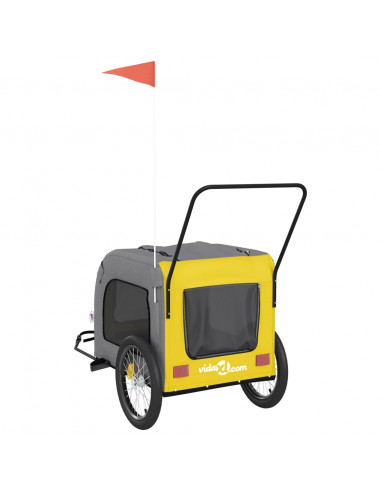 Rimorchio da Bici per Animali Giallo e Grigio Oxford e Ferro