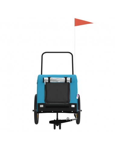 Rimorchio da Bici per Animali Blu e Nero Oxford e Ferro