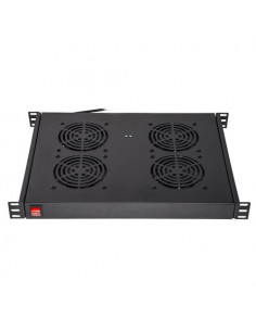 RIPIANO LINK PER ARMADI RACK19" CON 4 VENTOLE NERO 4 AGGANCI 483x330x44mm CON TERMOSTATO