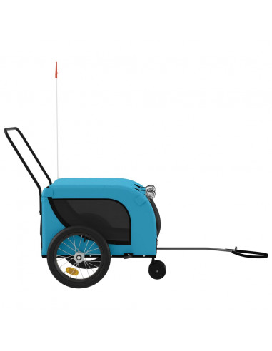 Rimorchio da Bici per Animali Blu e Nero Oxford e Ferro