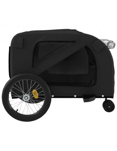 Rimorchio da Bici per Animali Nero Oxford e Ferro