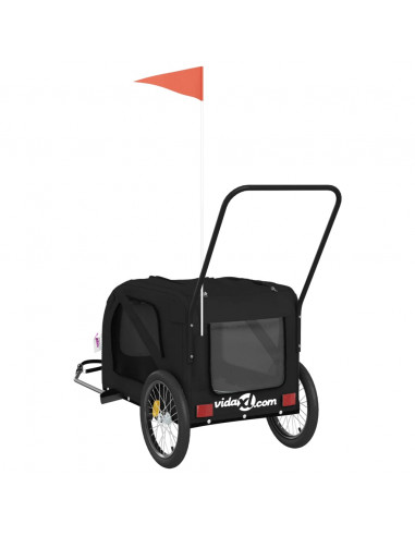 Rimorchio da Bici per Animali Nero Oxford e Ferro
