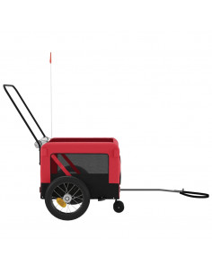 Rimorchio da Bici per Animali Rosso e Nero Oxford e Ferro 2