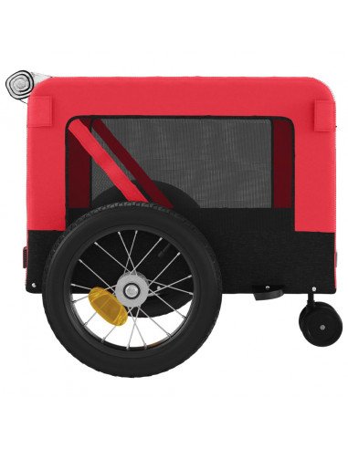 Rimorchio da Bici per Animali Rosso e Nero Oxford e Ferro