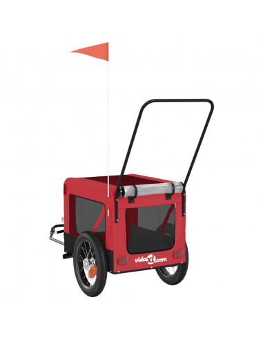 Rimorchio da Bici per Animali Rosso e Nero Oxford e Ferro