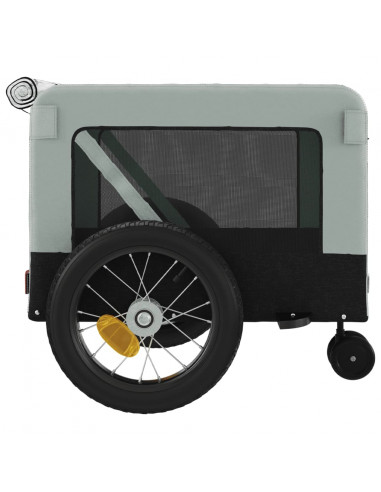Rimorchio da Bici per Animali Grigio e Nero Oxford e Ferro