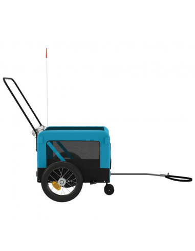 Rimorchio da Bici per Animali Blu e Nero Oxford e Ferro