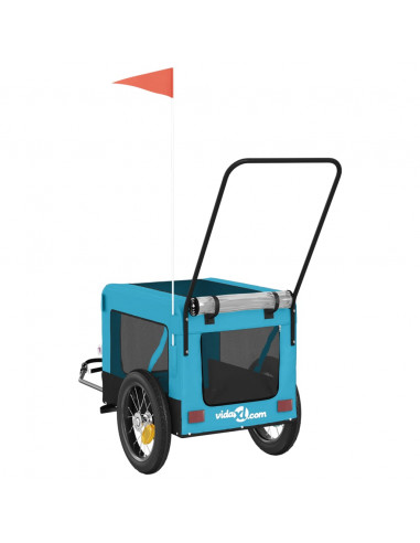 Rimorchio da Bici per Animali Blu e Nero Oxford e Ferro