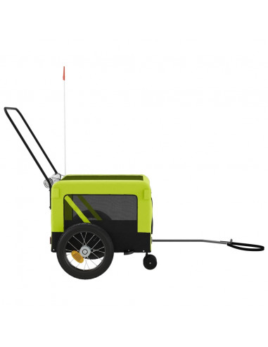 Rimorchio da Bici per Animali Verde e Nero Oxford e Ferro