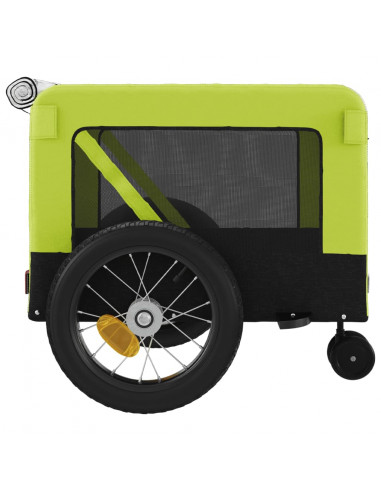 Rimorchio da Bici per Animali Verde e Nero Oxford e Ferro