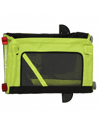 Rimorchio da Bici per Animali Verde e Nero Oxford e Ferro