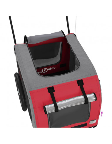 Rimorchio da Bici per Animali Rosso e Grigio Oxford e Ferro