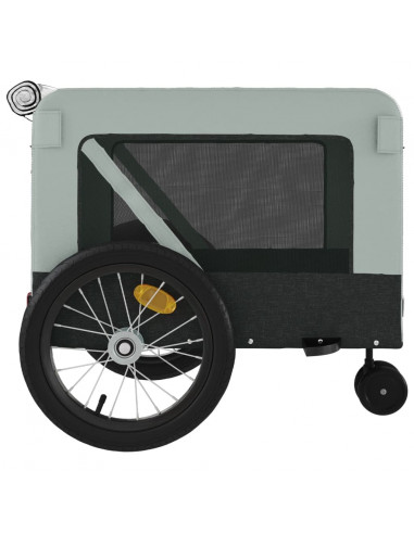 Rimorchio da Bici per Animali Grigio e Nero Oxford e Ferro